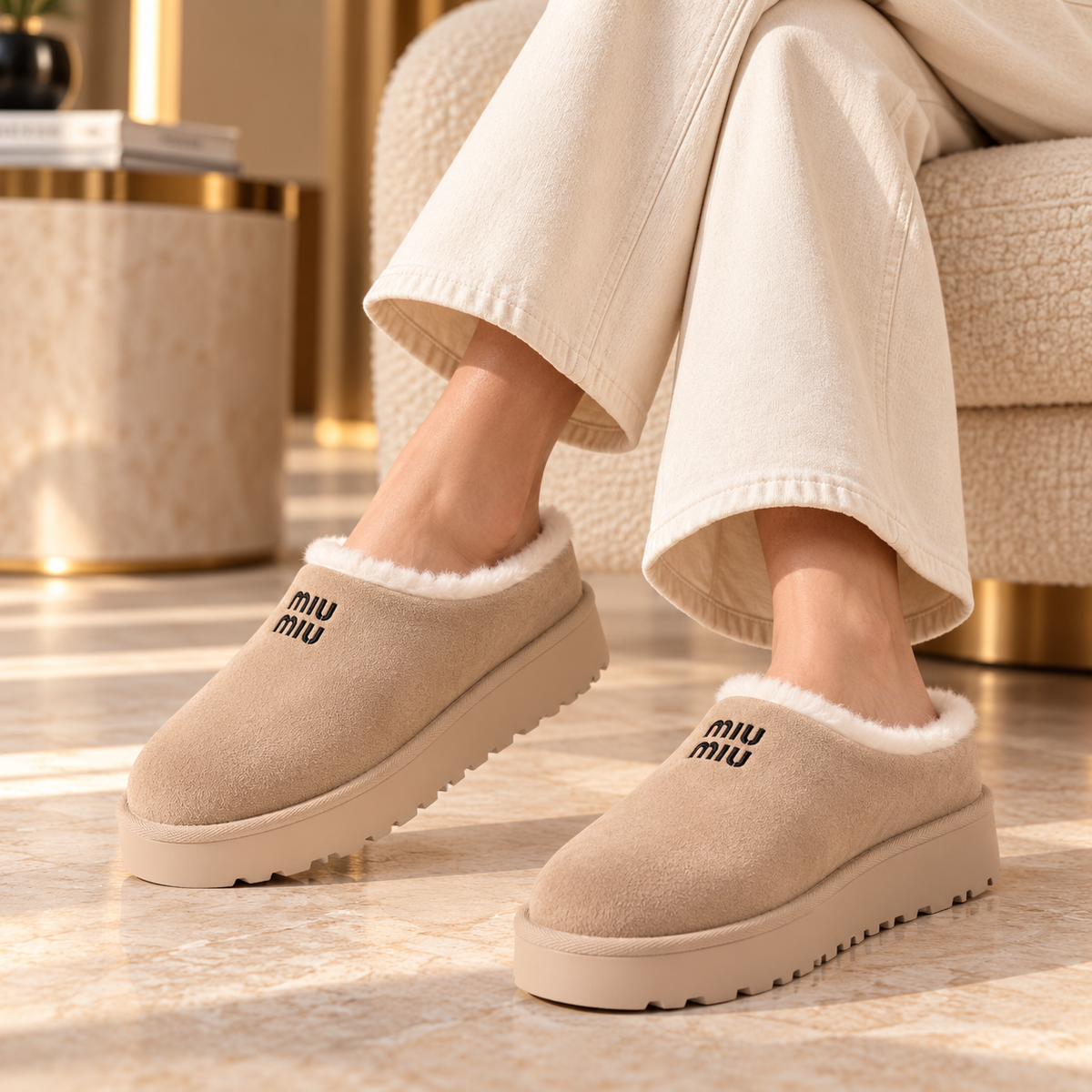 Miu Miu Suede Slippers