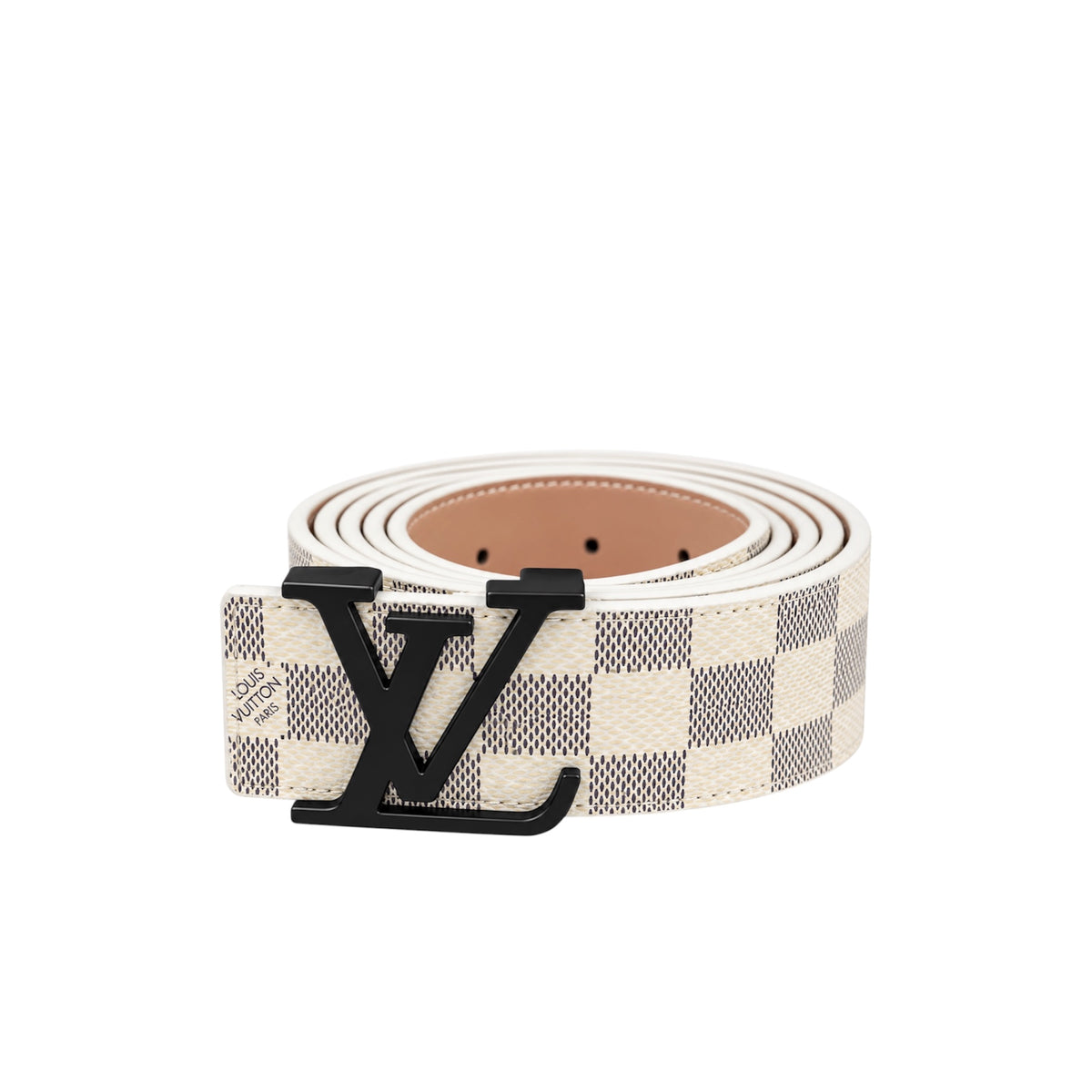 White LV Damier Belt
