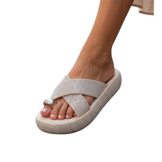 Crystal flatform sandals