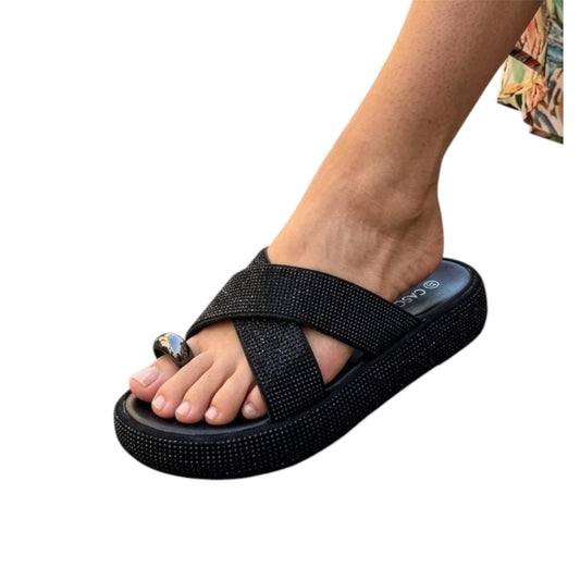 Crystal flatform sandals